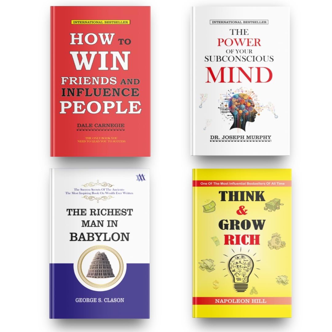 Best Self Help Classic Book Combo : How to Win Friends & Influence People , The Power of Your Subconscious Mind , Think and Grow Rich , The Richest Man In Babylon