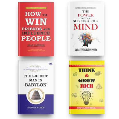 Best Self Help Classic Book Combo : How to Win Friends & Influence People , The Power of Your Subconscious Mind , Think and Grow Rich , The Richest Man In Babylon